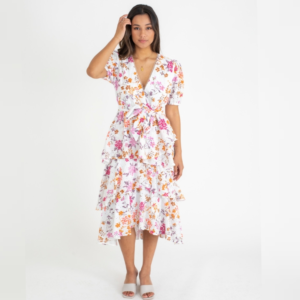 La Maison Talulah Jasmine Vines Tiered Midi Dress - Picture 6 of 12